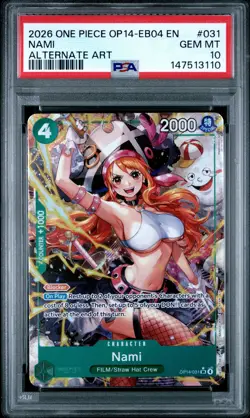 Nami (Alternate Art) OP14-031 The Azure Sea's Seven Foil PSA 10 - Image 1