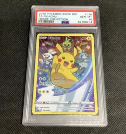 PSA 10 Pikachu SWSH020 Black Star Promo Figure Pokemon Card GEM MINT - Image 3