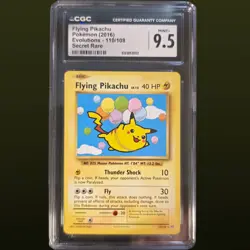 2016 POKEMON EVOLUTIONS FLYING PIKACHU #110/108 CGC 9.5 MINT+ SECRET RARE - Image 1