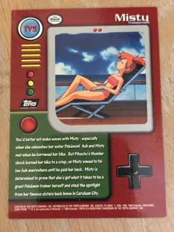 Misty TV3 1999 Topps Pokemon TV Series 1 Black Label Card - Image 2