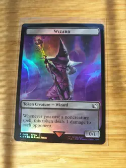 MTG Magic the Gathering FOIL Hero 0005 / Wizard 0015 Token FIN! - Image 1