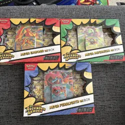 Pokemon TCG Ascended Heroes Mega ex Box Set of 3 - Meganium Emboar Feraligatr - Image 1