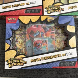 Pokemon TCG Ascended Heroes Mega ex Box Set of 3 - Meganium Emboar Feraligatr - Image 3