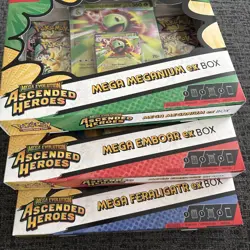 Pokemon TCG Ascended Heroes Mega ex Box Set of 3 - Meganium Emboar Feraligatr - Image 5