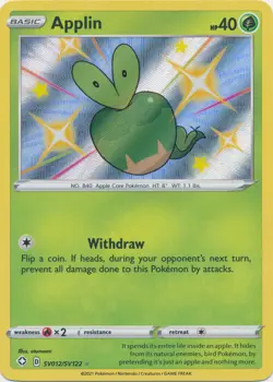 Applin (Shiny) - SV012/SV122 Ultra Rare Shining Fates NM Pokemon TCG - Image 1
