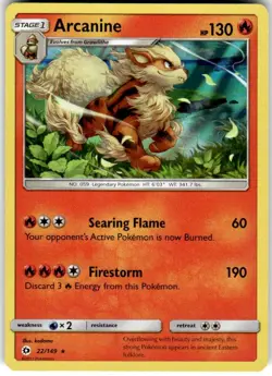 Arcanine Holo 22/149 - SM Base Set NM - Image 1
