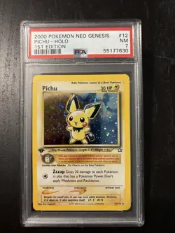 2000 Pokemon Neo Genesis Pichu 1st Edition Holo #12 PSA 7 - Image 1