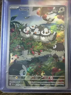 Starly 221/198 Scarlet & Violet Illustration Rare Full Art Holo, Pokemon TCG, NM - Image 1