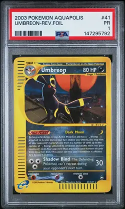 Pokemon Umbreon Reverse Holo Rare Aquapolis 2003 41/147 PSA 1 - Image 1