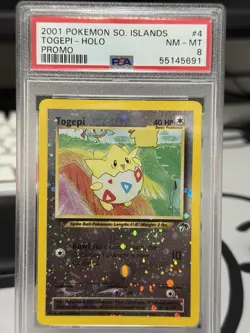 Pokemon - Togepi - SWIRL - Reverse Holo Promo #4/18 - Southern Islands - PSA 8 - Image 1