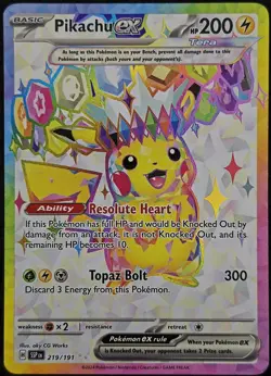 Pikachu ex 219/191 Ultra Rare Surging Sparks Pokemon NM - Image 1