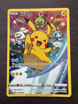 2020 Pokemon Pikachu SWSH020 Black Star Promo Full Art NM - Image 1