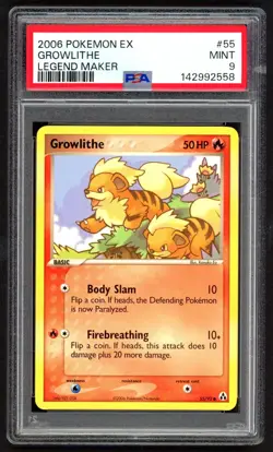 Pokemon Cards - PSA 9 Growlithe 55/92 - Ex Legend Maker - MINT - PSA9 - Image 1