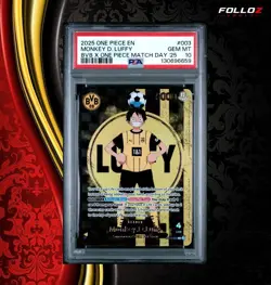 CARTA ONE PIECE MONKEY.D.LUFFY ST13-003 BVB MATCH DAY PSA 10 GRADATA CARD - Image 1