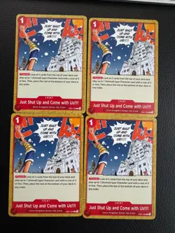 EB01-009 Just Shut Up and Come with Us!!!! One Piece English TCG X4 Playset CCG - Image 1