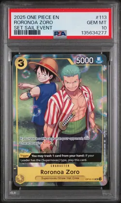 One Piece Luffy & Zoro Promo 2025 Learn Together Set Sail OP-10-111 113 PSA 10 - Image 4
