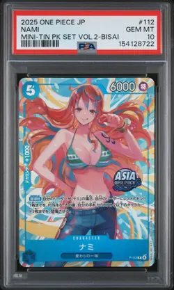 Nami PSA10 2025 One Piece Japanese Mini-Tin Pack Set Vol.2-Bisai #112 - Image 1