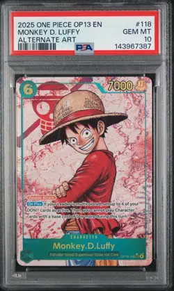 2025 One Piece OP13 English Foil Monkey D. Luffy Alternate Art #118 PSA 10 - Image 1