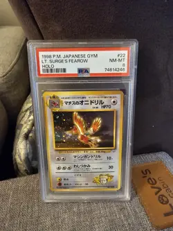 1998 Pokemon Japanese Gym Lt. Surge's Fearow PSA 8 - Image 1
