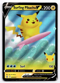 Surfing Pikachu V Celebrations - Pokemon NM 008/025 - Image 1