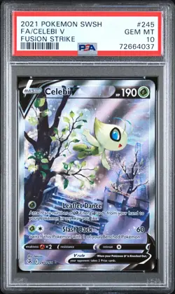 Pokemon Celebi V 245/264 2021 Fusion Strike Alt Art Ultra Rare Card - PSA 10 - Image 1