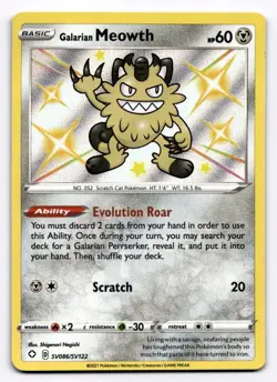 Galarian Meowth Shining Fates: Shiny Vault - Pokemon NM SV086/SV122 - Image 1