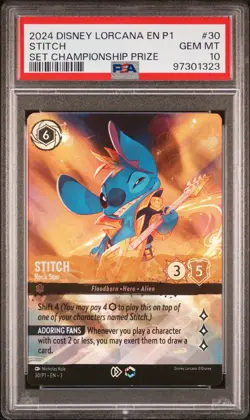 2024 DISNEY LORCANA EN P1-PROMO #30 STITCH - ROCK STAR PSA 10 - Image 1