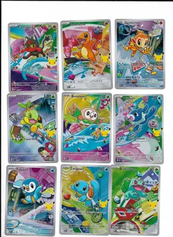 Pokemon Lot des 9 AR Premiers Partenaires Illustration Collection – Serie 1 – FR - Image 1