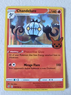 Chandelure 033/192 Trick or Trade Holo Rare Pokemon Card 2020 LP - Image 2