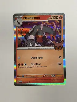 Pokemon Houndoom Holo Trick Or Trade 2023 Halloween STAMP BOOster Card 34/198 - Image 1