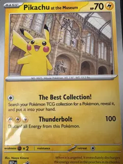 Pikachu At The Museum, Pokemon X Natural History Museum Jumbo Promo Card NEW GSP - Image 2