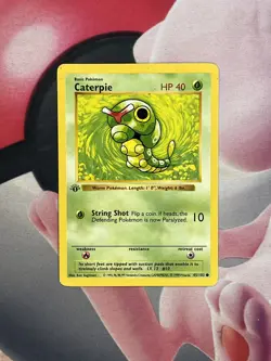 Caterpie #45 Pokemon Base Set Shadowless 1st Edition Lightly Played (LP) - Image 1