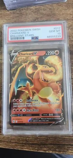 2022 Pokemon Sword & Shield Brilliant Stars #017 Charizard V PSA 10 GEM MINT - Image 1