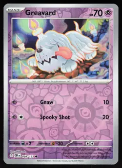 Greavard 099/197 Common Obsidian Flames Pokemon Reverse Holo NM - Image 1
