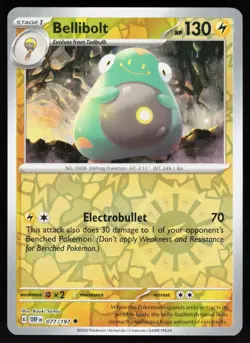 Bellibolt 077/197 Uncommon Obsidian Flames Pokemon Reverse Holo NM - Image 1