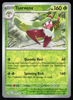 Tsareena 018/197 Uncommon Obsidian Flames Pokemon Reverse Holo NM - Image 1
