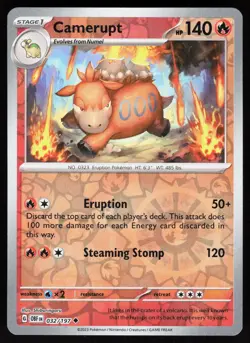 Camerupt 032/197 Uncommon Obsidian Flames Pokemon Reverse Holo NM - Image 1