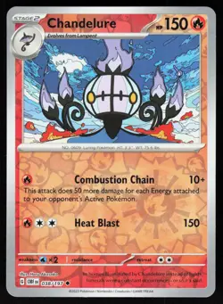 Chandelure 038/197 Uncommon Obsidian Flames Pokemon Reverse Holo NM - Image 1