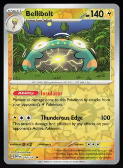 Bellibolt 078/197 Uncommon Obsidian Flames Pokemon Reverse Holo NM - Image 1