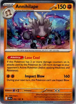 Annihilape Destined Rivals 092/182 Rare Holo Pokemon Near Mint - Image 1