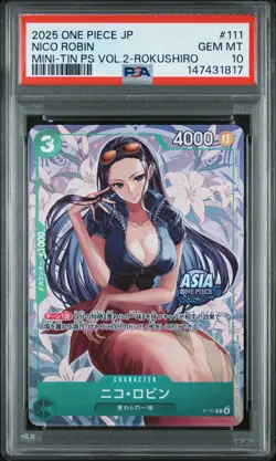 2025 ONE PIECE JAPANESE MINI-TIN PACK SET VOL.2 #111 NICO ROBIN PSA 10 - Image 1