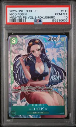 2025 One Piece Japanese NICO ROBIN #111 PSA 10 Mini-Tin Pack Set Vol.2-Rokushiro - Image 1