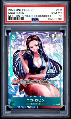 Nico Robin PSA10 2025 One Piece Japanese Mini-Tin Pack Set Vol.2-Rokushiro #111 - Image 1