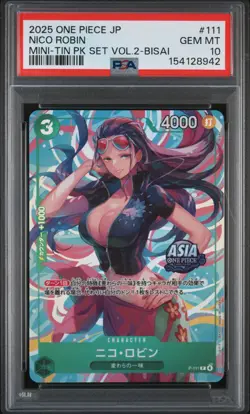 Nico Robin PSA10 2025 One Piece Japanese Mini-Tin Pack Set Vol.2-Bisai #111 - Image 1