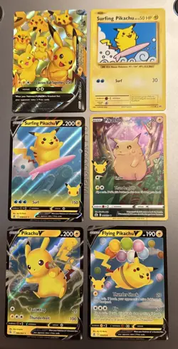 Pikachu 6 Card Lot- Holo/Full Art Rare - Image 1