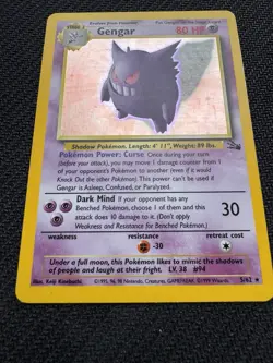 Gengar 5/62 Holo Fossil Pokemon Card WOTC 1999 LP - Image 2