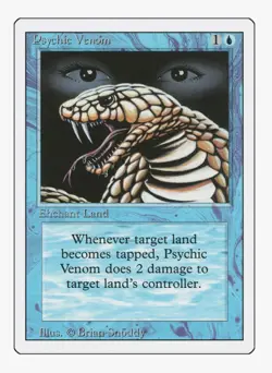 MTG Psychic Venom 1994 Revised Edition (3ED) Magic Card in Protective Sleeve - Image 1