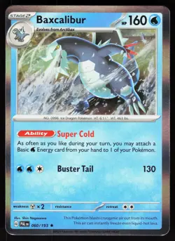 Baxcalibur 060/193 Rare Paldea Evolved Pokemon Holo NM - Image 1