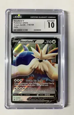 Pokemon Stoutland V 116/159 2023 Crown Zenith CGC Gem Mint 10 Graded Slab - Image 1