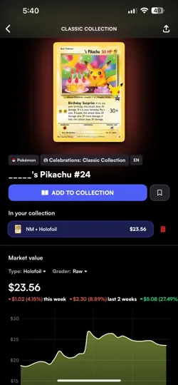 ___’s Pikachu Birthday 24/53 Celebrations 25th Anniversary Pokemon Card - NM - Image 4